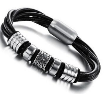 S.steel leather bracelet