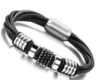 S.steel leather bracelet
